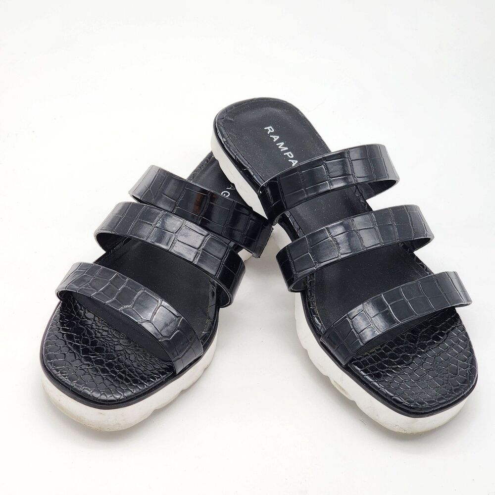 Rampage Ally Sport Croc Embossed Slide Sandals Black Size 8